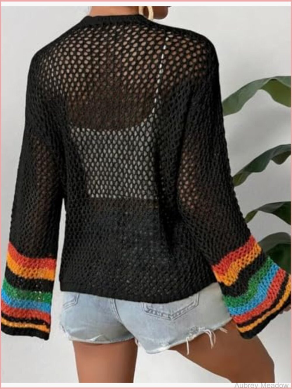 Trendy Crochet Cardigan Hollow Out Open Front Boho Sweater Top - Picture 2 of 5